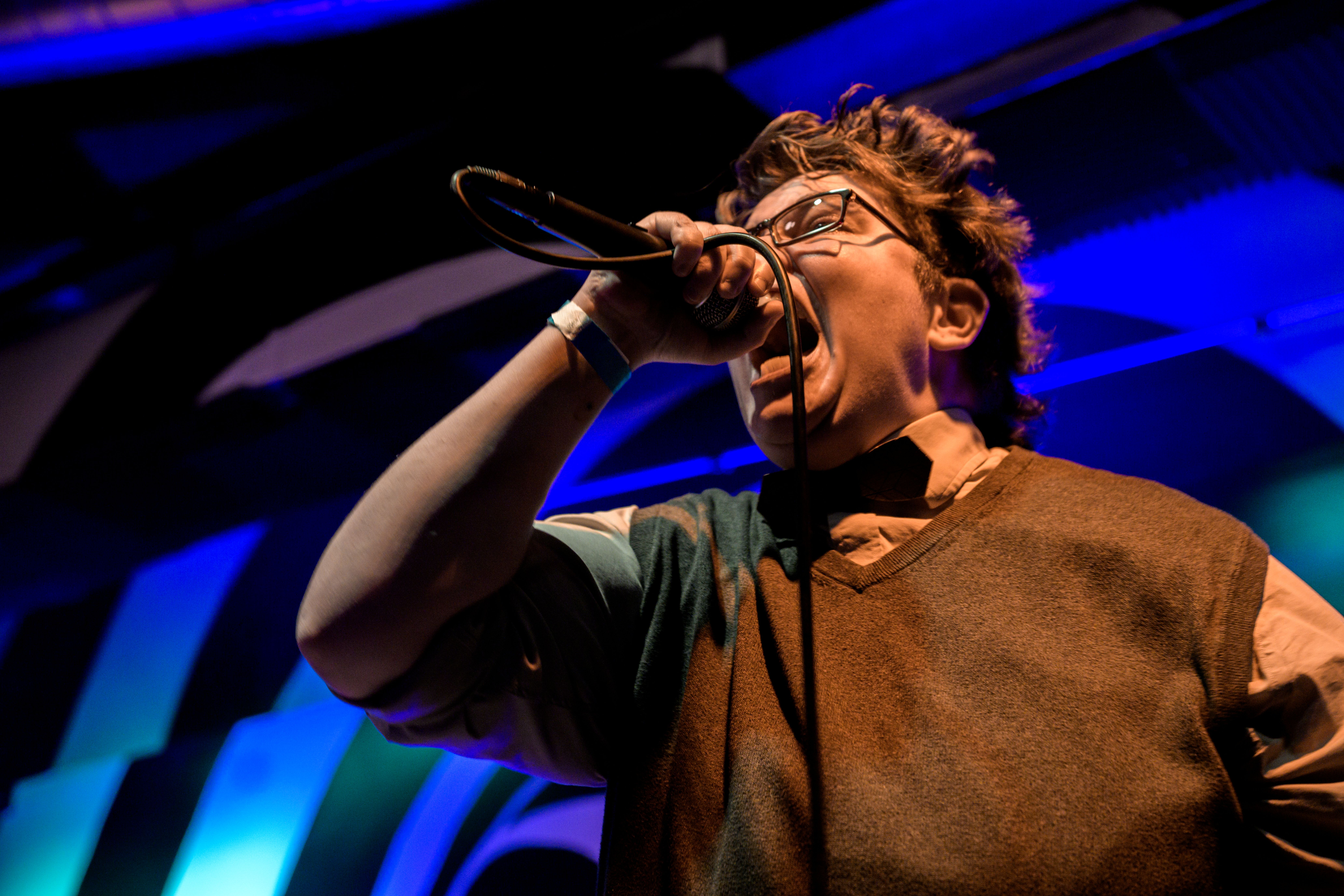 Singer performing live