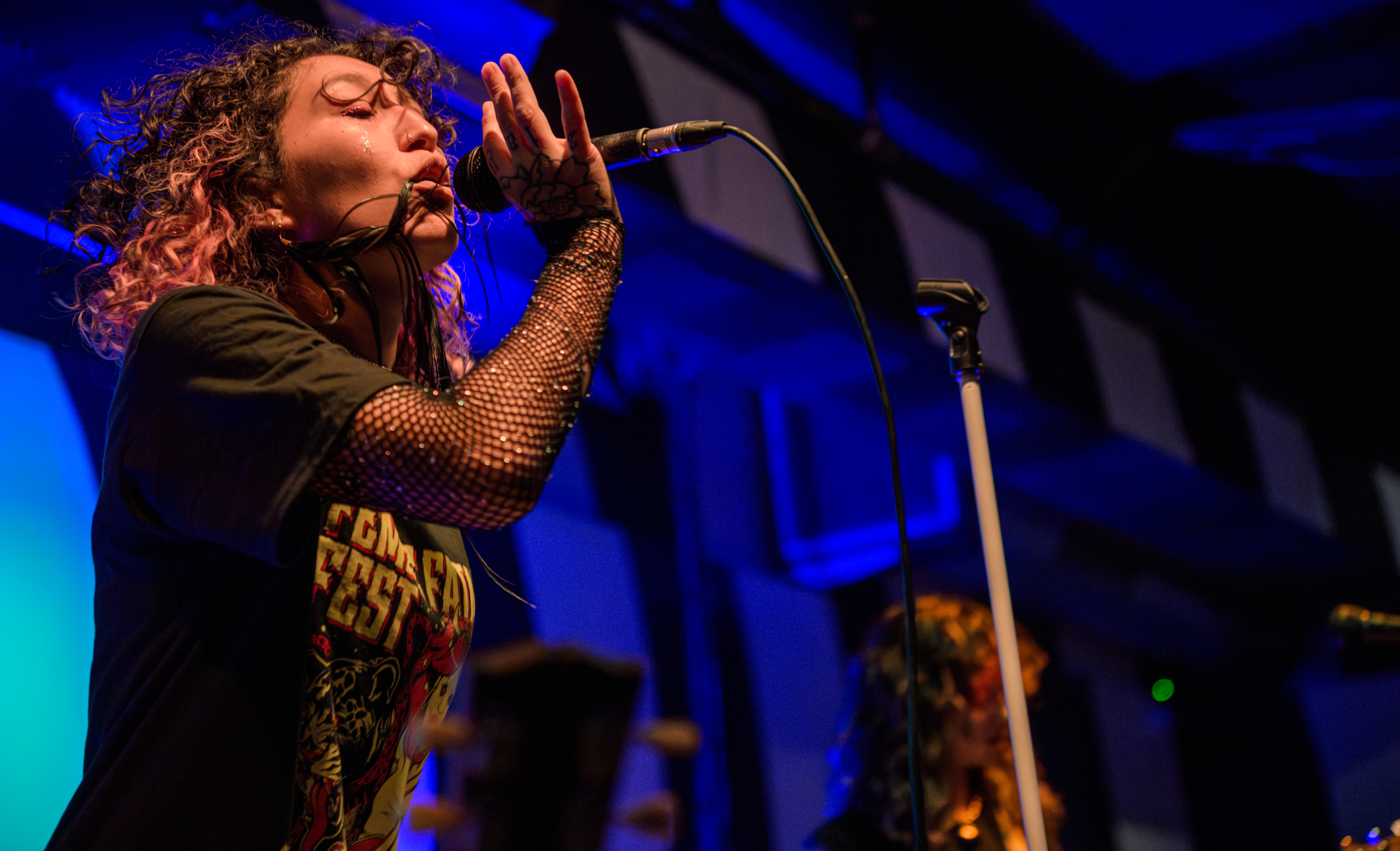 Singer performing live